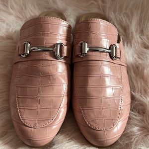 Kandi pink croc mules